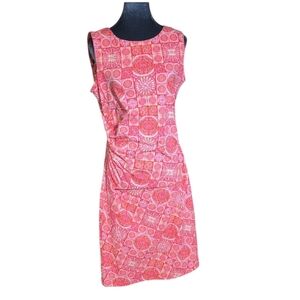 J. McLaughlin Sleeveless Sage Dress Pink/Yellow/White Boho Cruise Size L